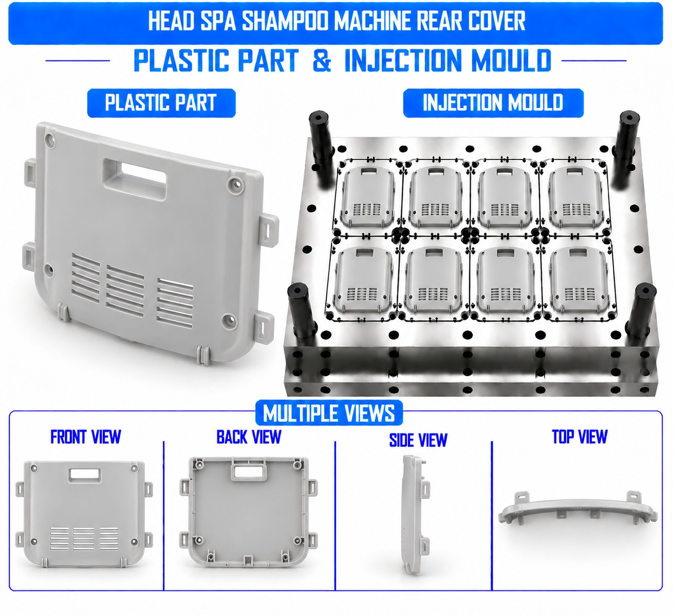 Head Spa Shampoo Machine Plastic Rear Cover Mould and Moulding Services